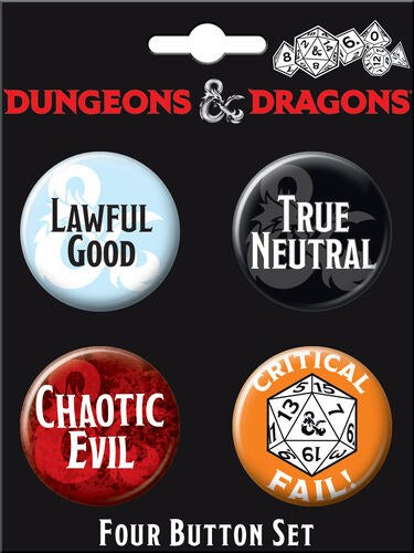 Dungeons and Dragons Alignment 4 Button Set | GrognardGamesBatavia