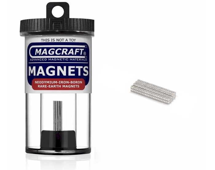 Magcraft Rare Earth disc magnets 1/16" x 1/32" 200 Pack | GrognardGamesBatavia
