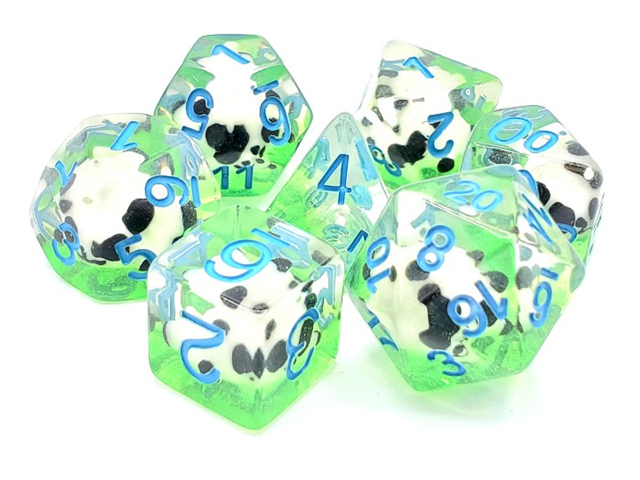 Old School 7 Piece DnD RPG Dice Set: Animal Kingdom - Panda Party | GrognardGamesBatavia