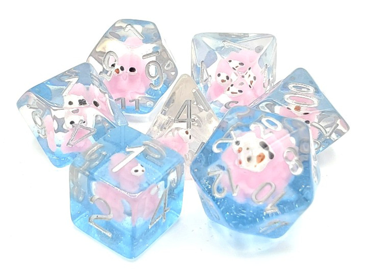 Old School 7 Piece DnD RPG Dice Set: Animal Kingdom - Pink Squirrel | GrognardGamesBatavia