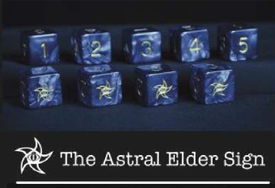 Elder Dice: Astral Elder Sign Blue D6 9-die set | GrognardGamesBatavia