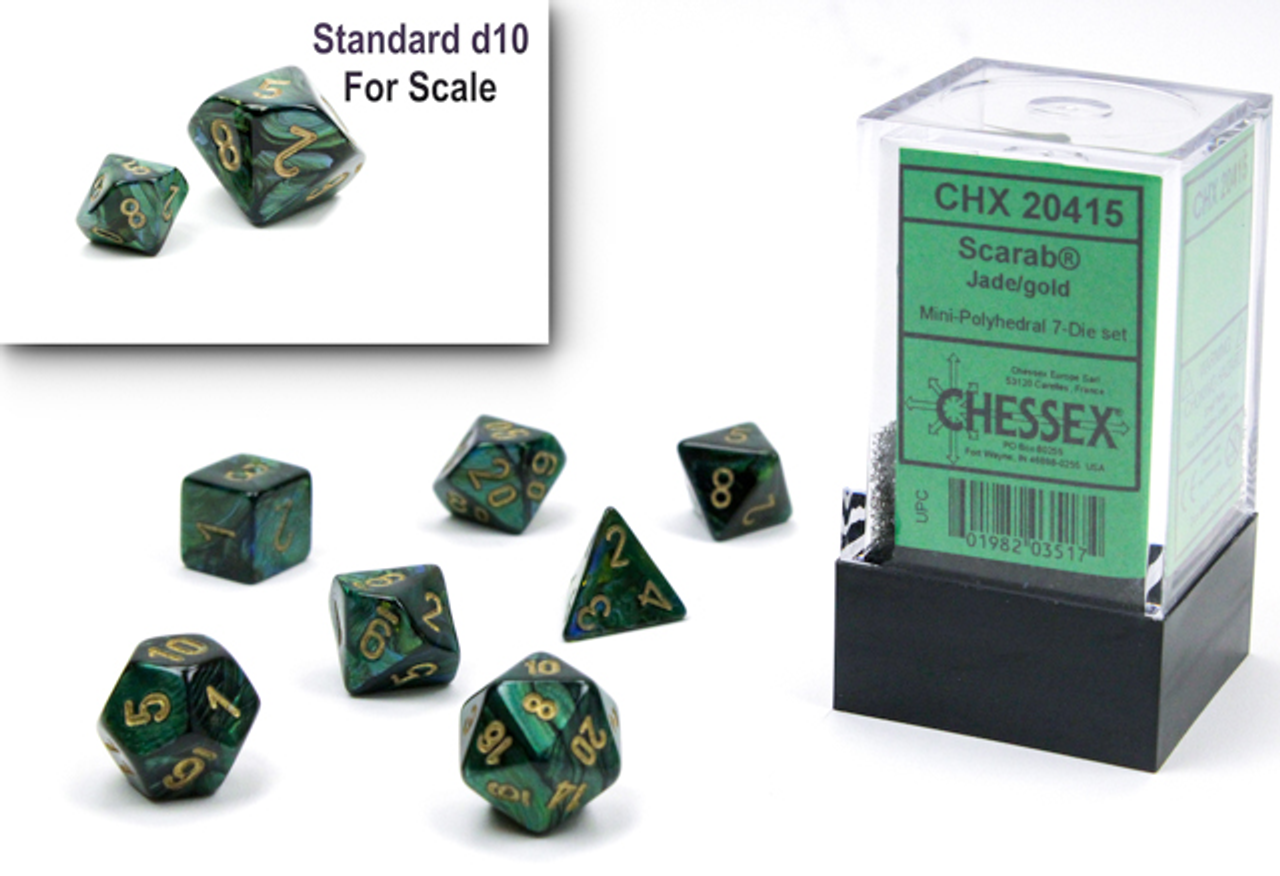 CHX20415 Mini Dice Scarab Jade Gold | GrognardGamesBatavia