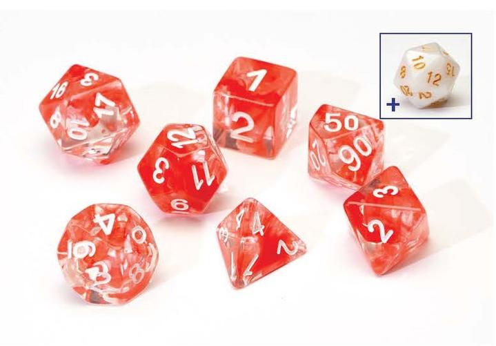 Sirius Cloud Red Acrylic 7 Dice-set | GrognardGamesBatavia