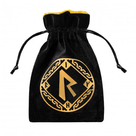 Runic Black & golden Velour Dice Bag | GrognardGamesBatavia