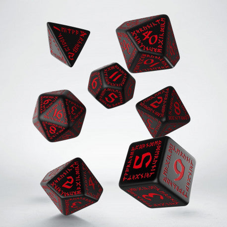 Runic Dice Set - Black and Red | GrognardGamesBatavia