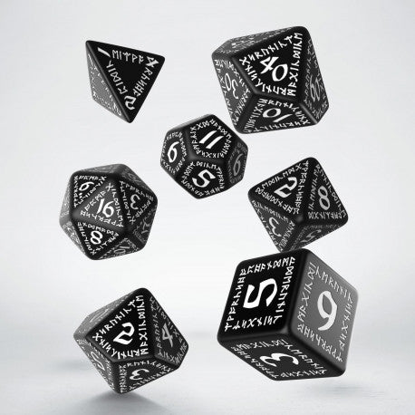 Runic Dice Set - Black and White | GrognardGamesBatavia