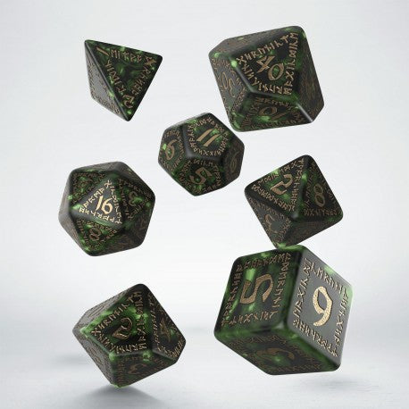 Runic Dice Set - Dark Green and Gold | GrognardGamesBatavia