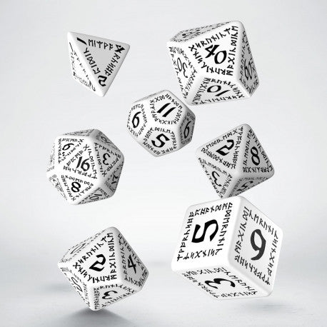 Runic Dice Set - White and Black | GrognardGamesBatavia