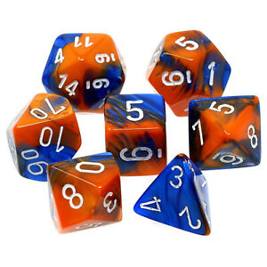 CHX26452 Gemini Blue-Orange/white 7 die set | GrognardGamesBatavia