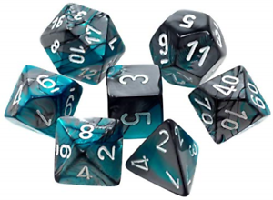 CHX26456 Gemini Steel-Teal/White 7 die set | GrognardGamesBatavia