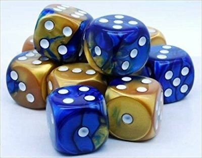 CHX26622 Gemini Blue-Gold/White 12 die set | GrognardGamesBatavia