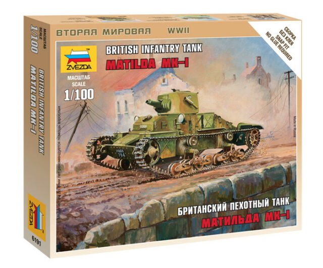 Zvezda 1/100 Matilda MK-I British Infantry Tank | GrognardGamesBatavia