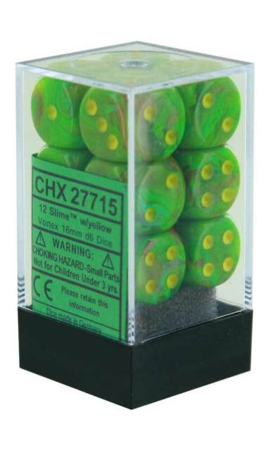 CHX27715 Vortex Slime/Yellow 12 D6 Set | GrognardGamesBatavia