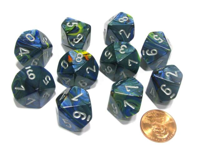 CHX27245 Festive Green/Silver - Set of 10 D10 | GrognardGamesBatavia