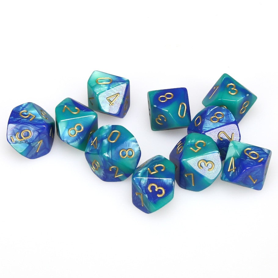 CHX26259 10 D10 Gemini Blue-Teal/gold | GrognardGamesBatavia