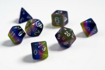 Sirius Dice Pink Green Blue 7 Die Set | GrognardGamesBatavia