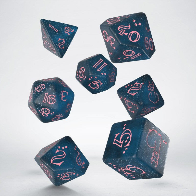 Sparkling Llama Dice Set (Glittering dark blue & pink) | GrognardGamesBatavia