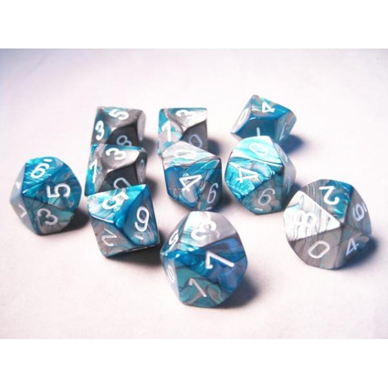 CHX26256 10 D10 Gemini Steel-Teal/White | GrognardGamesBatavia