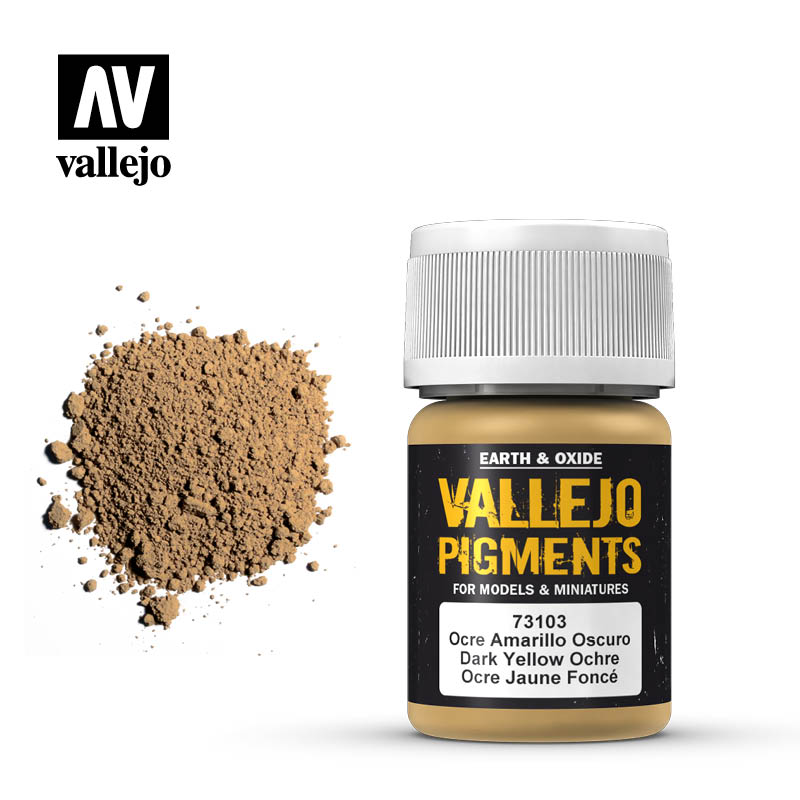 Vallejo Pigments Earth And Oxide Dark Yellow 73.103 | GrognardGamesBatavia