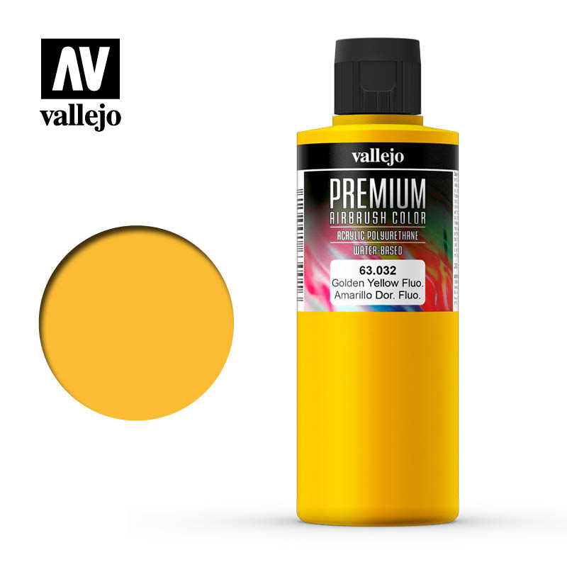 Vallejo - Premium Airbrush Color - Golden Yellow Flourescent | GrognardGamesBatavia