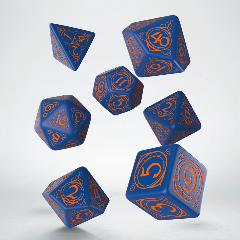 Wizard Dark-blue & orange Dice Set | GrognardGamesBatavia